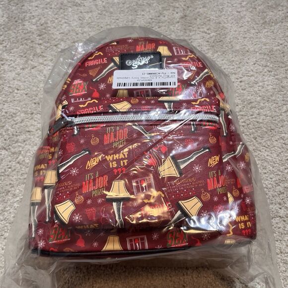 NEW A Christmas Story Leg Lamp Mini Backpack Loungefly Red Holiday Christmas Tag - Picture 12 of 12